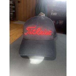 Titleist Pro Black And Red Weather Resistance Adjustable Strapback Golf Hat Cap